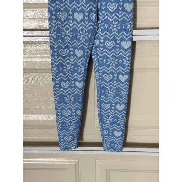 BEACH RIOT Fair Isle Leggings XS Blue White Snowflake Heart Knit Pattern Stretch - Picture 6 of 14